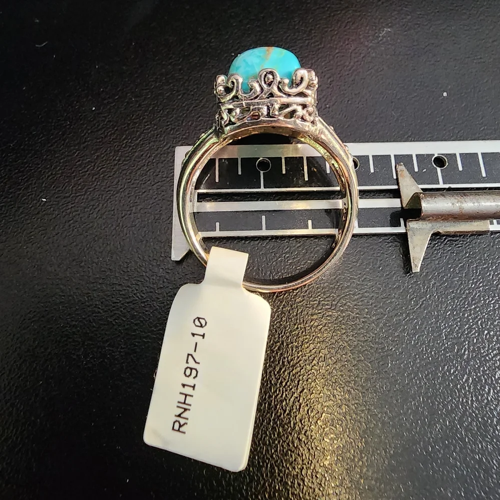 NWT Sterling Silver & 3/4 inch Long Stone Turquoise Ring SZ 10?